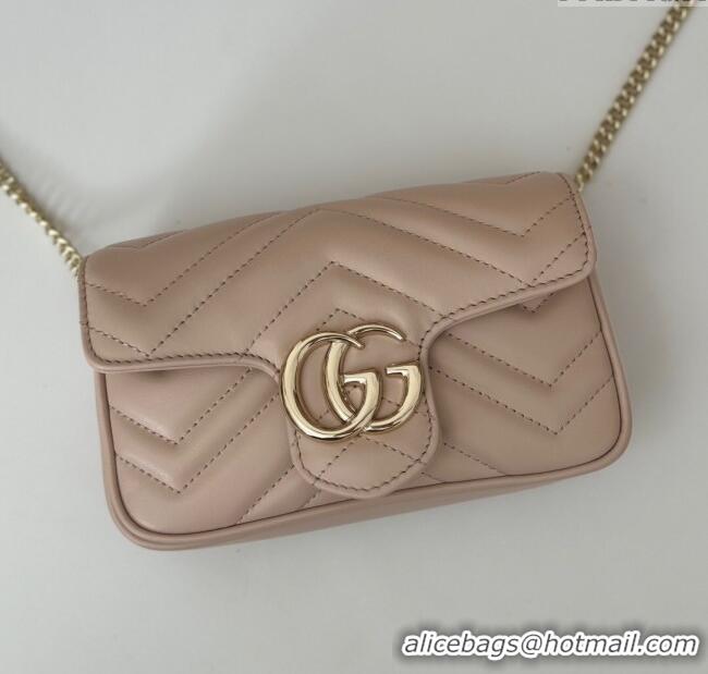 Best Price Gucci GG Marmont Matelasse Leather Super Mini Bag ‎476433 Light Pink 2024