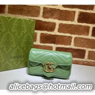 Best Price Gucci GG Marmont Matelasse Leather Super Mini Bag 476433 Sage Green 2024