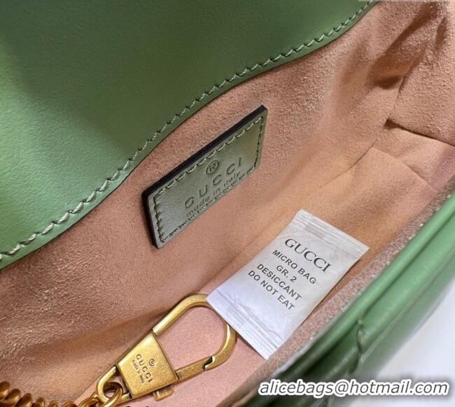 Best Price Gucci GG Marmont Matelasse Leather Super Mini Bag 476433 Sage Green 2024
