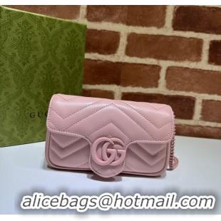 Good Taste Gucci GG Marmont Matelasse Leather Super Mini Bag ‎476433 All Pink 2024