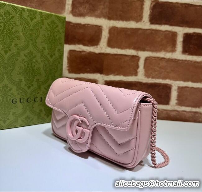 Good Taste Gucci GG Marmont Matelasse Leather Super Mini Bag ‎476433 All Pink 2024
