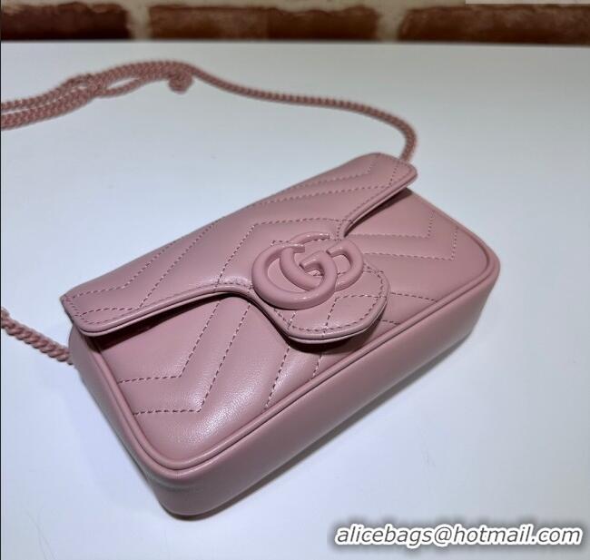Good Taste Gucci GG Marmont Matelasse Leather Super Mini Bag ‎476433 All Pink 2024