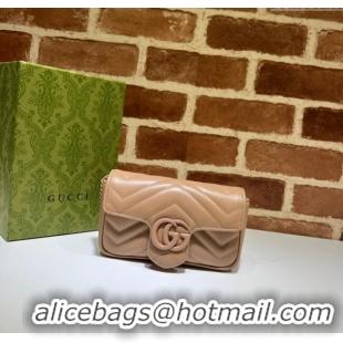 Best Grade Gucci GG Marmont Matelasse Leather Super Mini Bag ‎476433 Rose Beige 2024