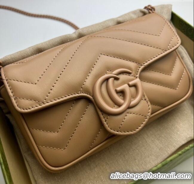 Best Grade Gucci GG Marmont Matelasse Leather Super Mini Bag ‎476433 Rose Beige 2024