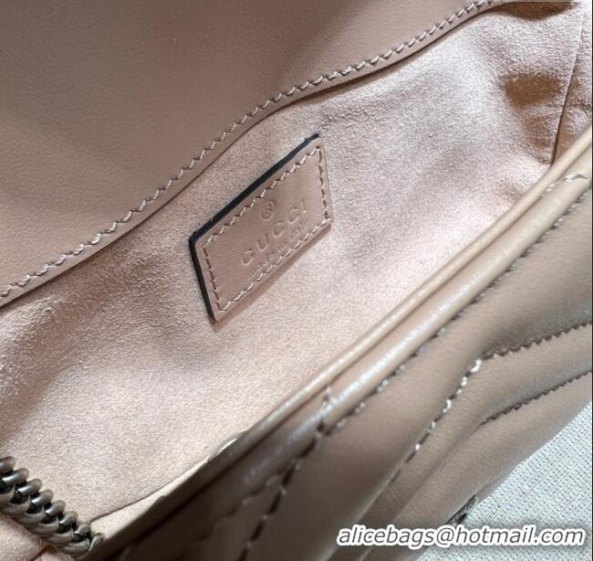 Best Grade Gucci GG Marmont Matelasse Leather Super Mini Bag ‎476433 Rose Beige 2024