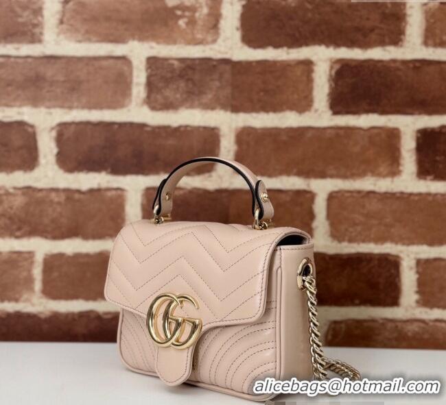 Cheap Price Gucci GG Marmont Leather Mini Top Handle Bag 811238 Light Pink 2024