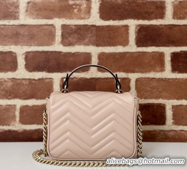 Cheap Price Gucci GG Marmont Leather Mini Top Handle Bag 811238 Light Pink 2024