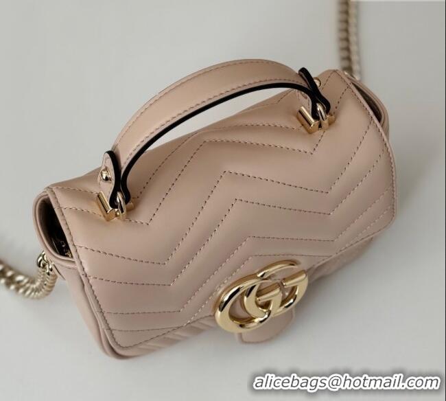 Cheap Price Gucci GG Marmont Leather Mini Top Handle Bag 811238 Light Pink 2024