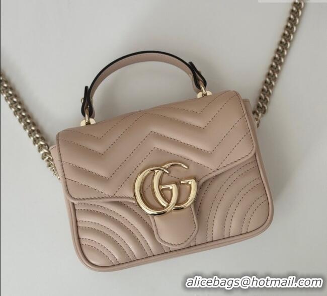 Cheap Price Gucci GG Marmont Leather Mini Top Handle Bag 811238 Light Pink 2024