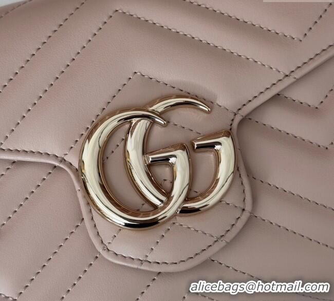 Top Design Gucci GG Marmont Chevron Leather Chain Mini Bag 474575 Light Pink 2024