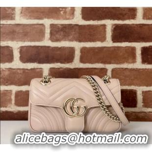 Top Design Gucci GG Marmont Chevron Leather Chain Mini Bag 474575 Light Pink 2024