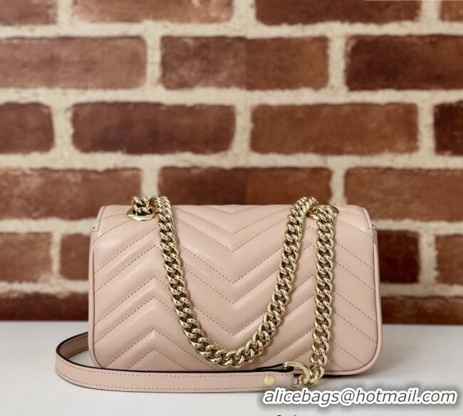 Top Design Gucci GG Marmont Chevron Leather Chain Mini Bag 474575 Light Pink 2024