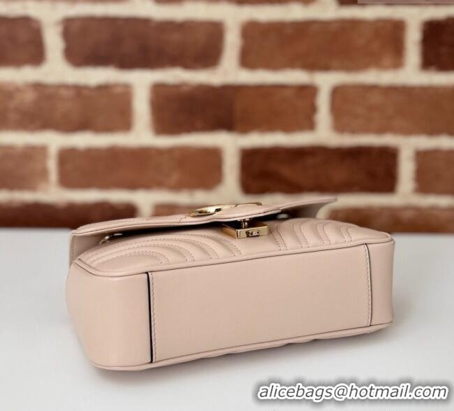 Top Design Gucci GG Marmont Chevron Leather Chain Mini Bag 474575 Light Pink 2024