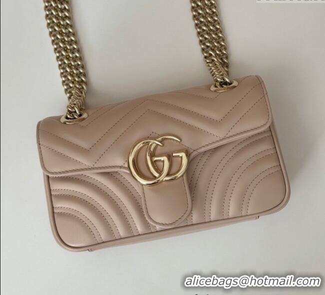 Top Design Gucci GG Marmont Chevron Leather Chain Mini Bag 474575 Light Pink 2024