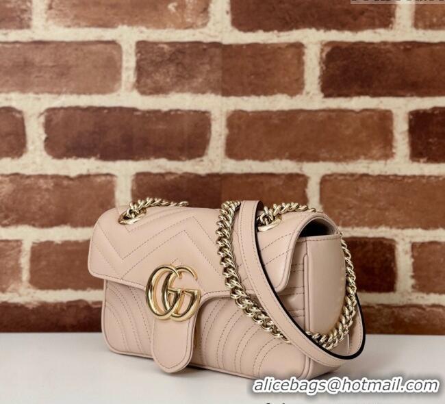 Top Design Gucci GG Marmont Chevron Leather Chain Mini Bag 474575 Light Pink 2024