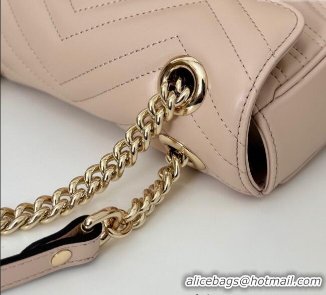 Top Design Gucci GG Marmont Chevron Leather Chain Mini Bag 474575 Light Pink 2024