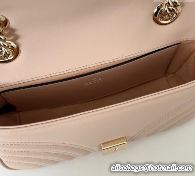 Top Design Gucci GG Marmont Chevron Leather Chain Mini Bag 474575 Light Pink 2024