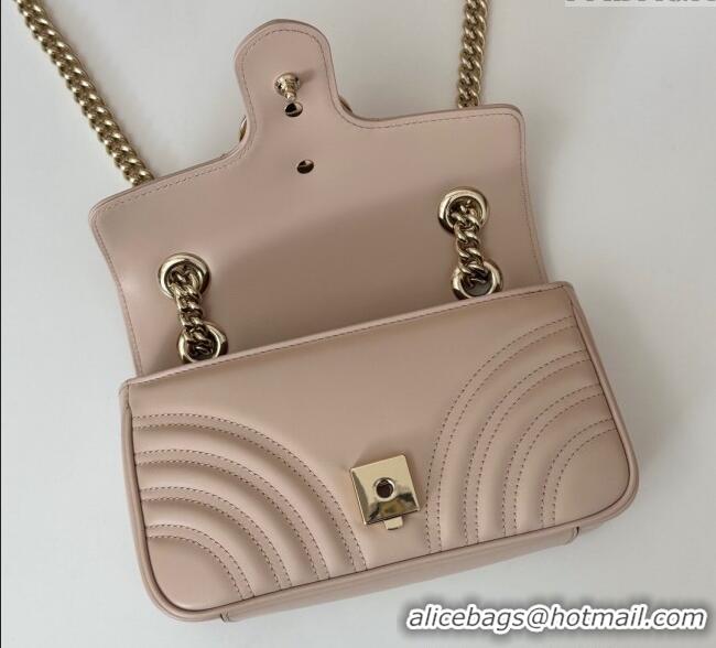 Top Design Gucci GG Marmont Chevron Leather Chain Mini Bag 474575 Light Pink 2024