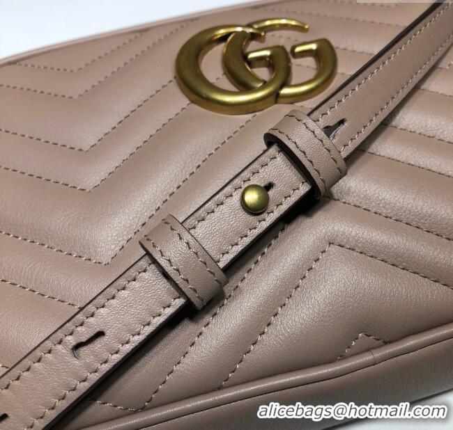 Top Quality Gucci GG Marmont Leather Small Shoulder Bag 447632 Beige/Gold 2024