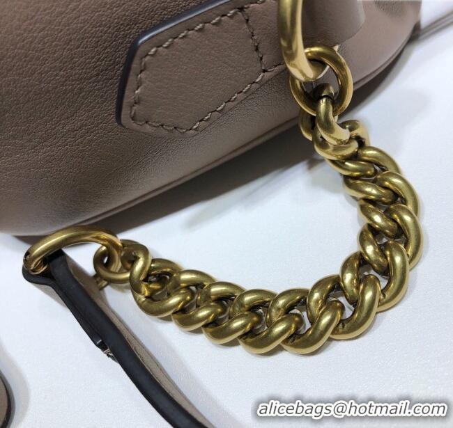 Top Quality Gucci GG Marmont Leather Small Shoulder Bag 447632 Beige/Gold 2024