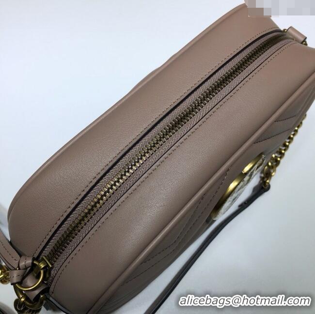 Top Quality Gucci GG Marmont Leather Small Shoulder Bag 447632 Beige/Gold 2024