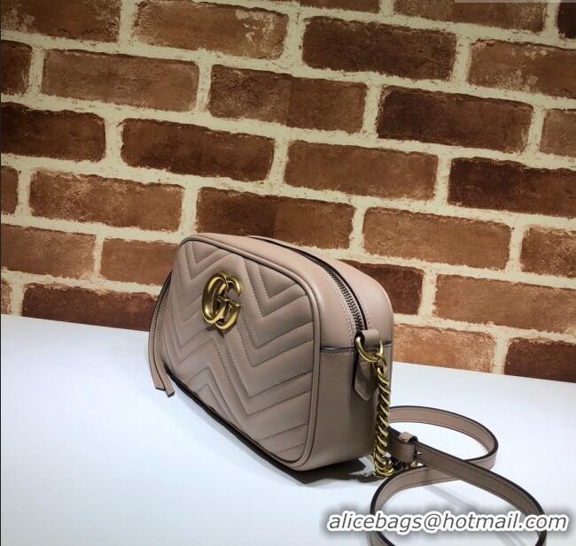 Top Quality Gucci GG Marmont Leather Small Shoulder Bag 447632 Beige/Gold 2024