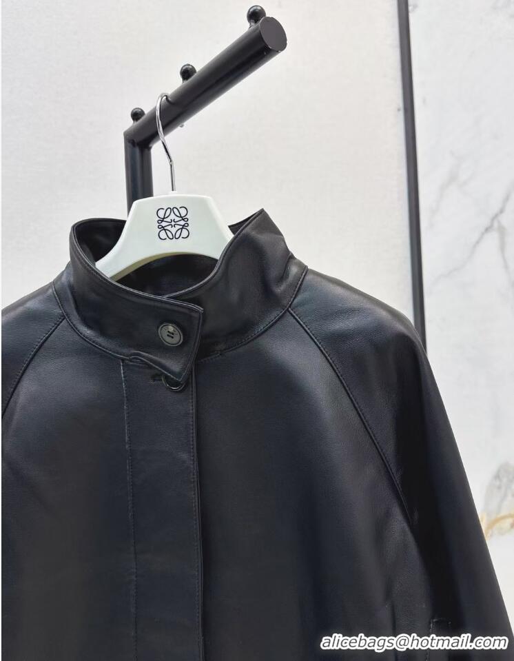 Top Quality Loewe Cropped Leather Jacket 8952 Black 2025