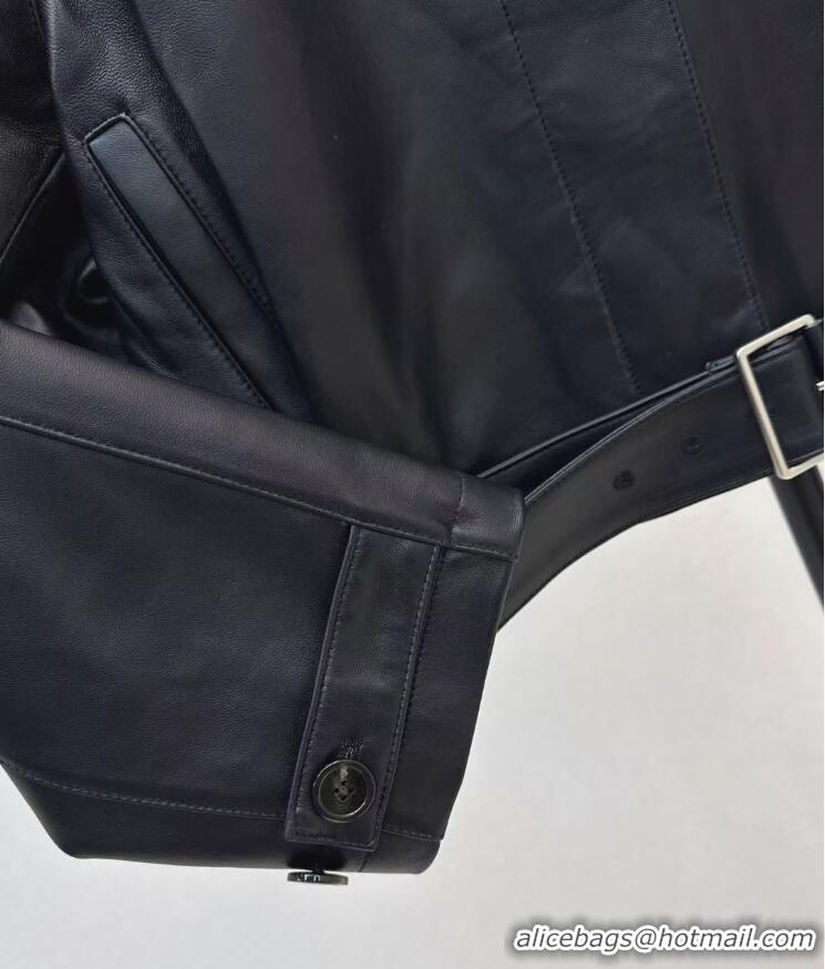 Top Quality Loewe Cropped Leather Jacket 8952 Black 2025