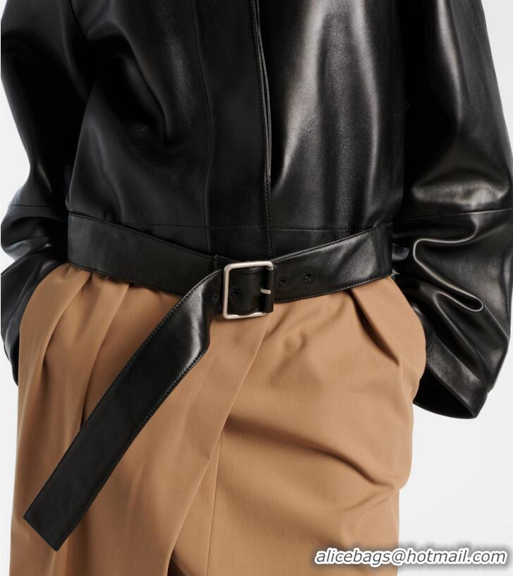 Top Quality Loewe Cropped Leather Jacket 8952 Black 2025