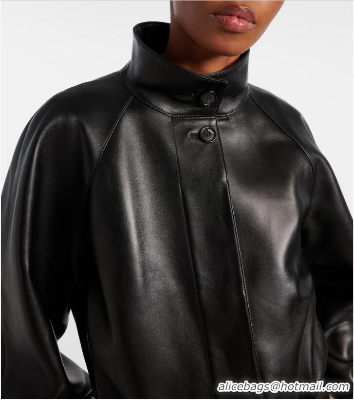 Top Quality Loewe Cropped Leather Jacket 8952 Black 2025