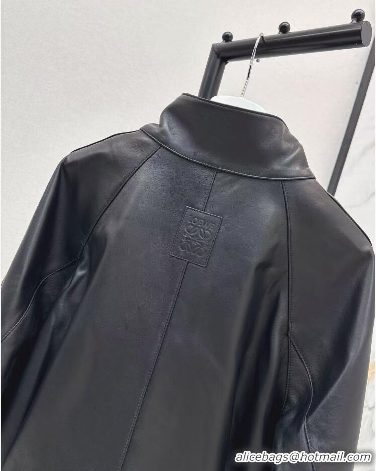 Top Quality Loewe Cropped Leather Jacket 8952 Black 2025