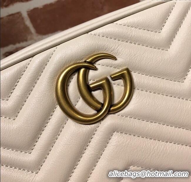 Buy Discount Gucci GG Marmont Leather Small Shoulder Bag 447632 White/Gold 2024