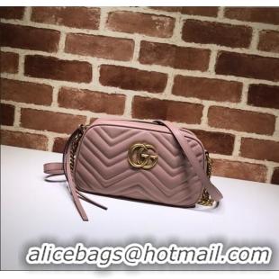 Cheap Design Gucci GG Marmont Leather Small Shoulder Bag 447632 Nude pink 2024