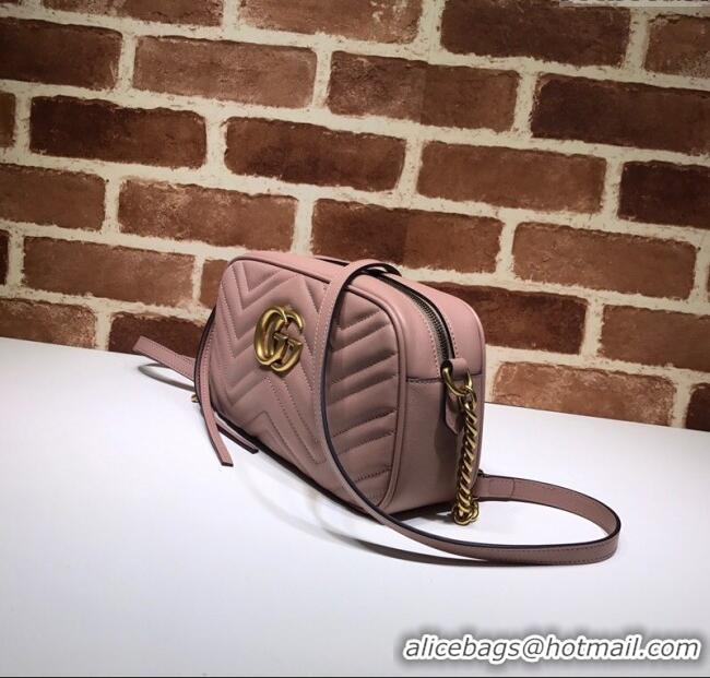 Cheap Design Gucci GG Marmont Leather Small Shoulder Bag 447632 Nude pink 2024