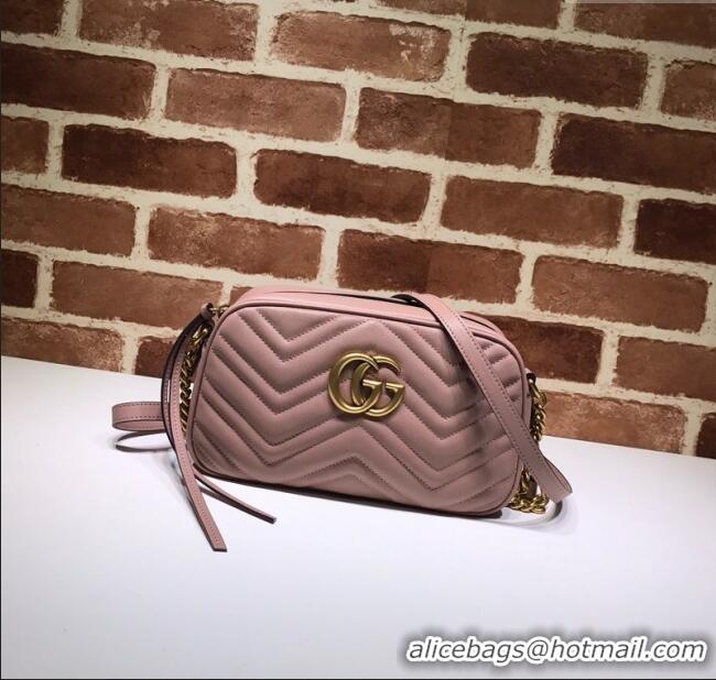 Cheap Design Gucci GG Marmont Leather Small Shoulder Bag 447632 Nude pink 2024