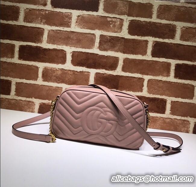 Cheap Design Gucci GG Marmont Leather Small Shoulder Bag 447632 Nude pink 2024