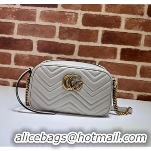 Affordable Price Gucci GG Marmont Leather Small Shoulder Bag 447632 Light Grey 2024