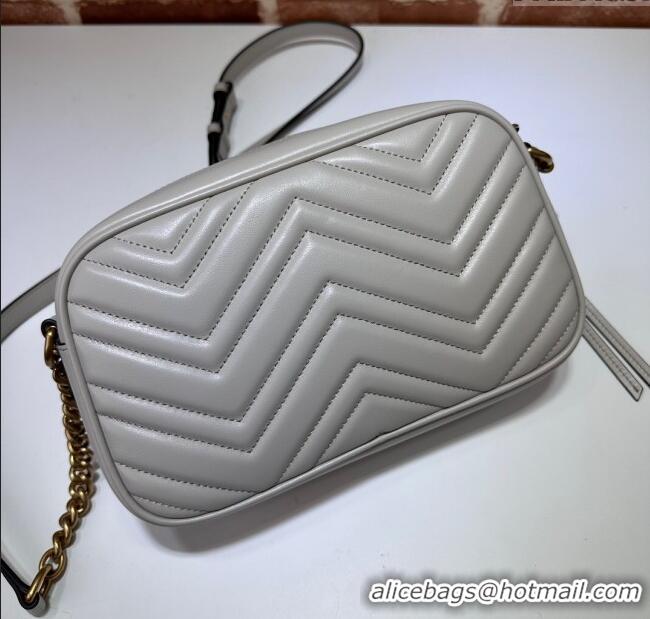 Affordable Price Gucci GG Marmont Leather Small Shoulder Bag 447632 Light Grey 2024