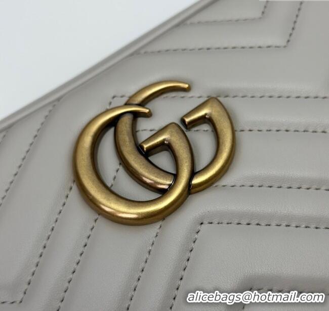 Affordable Price Gucci GG Marmont Leather Small Shoulder Bag 447632 Light Grey 2024