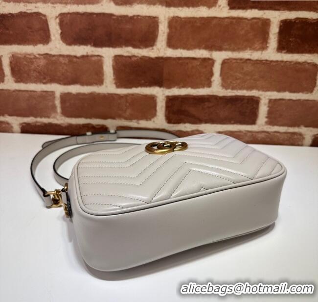 Affordable Price Gucci GG Marmont Leather Small Shoulder Bag 447632 Light Grey 2024