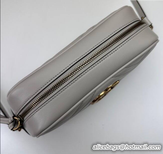 Affordable Price Gucci GG Marmont Leather Small Shoulder Bag 447632 Light Grey 2024