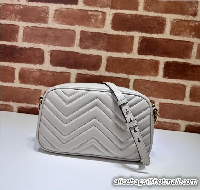 Affordable Price Gucci GG Marmont Leather Small Shoulder Bag 447632 Light Grey 2024
