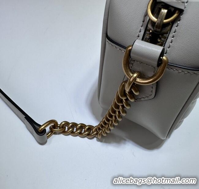 Affordable Price Gucci GG Marmont Leather Small Shoulder Bag 447632 Light Grey 2024