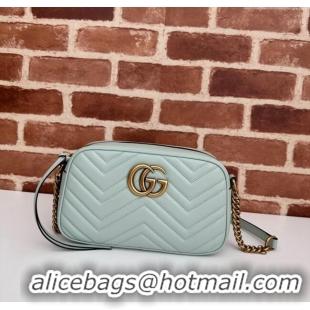 Inexpensive Gucci GG Marmont Leather Small Shoulder Bag 447632 Pale Green 2024