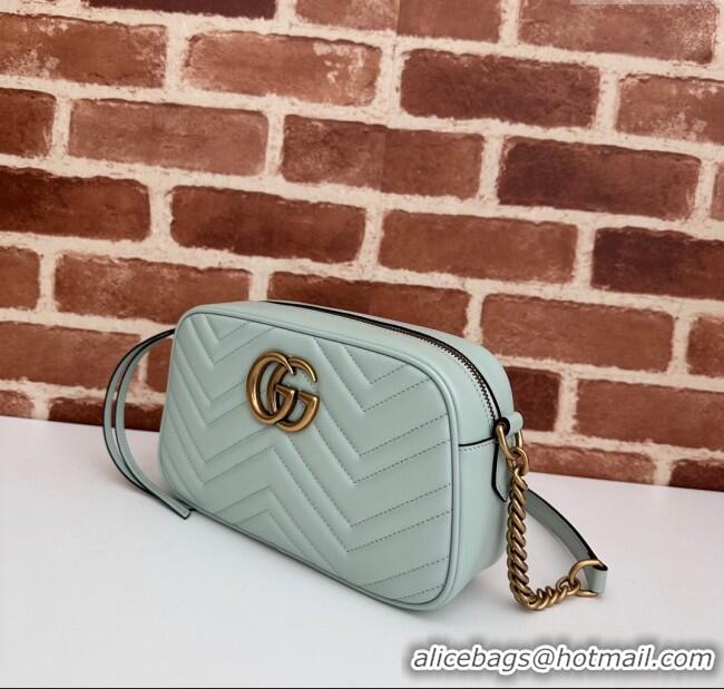 Inexpensive Gucci GG Marmont Leather Small Shoulder Bag 447632 Pale Green 2024