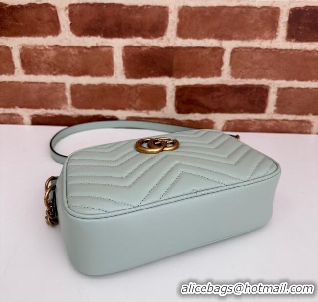 Inexpensive Gucci GG Marmont Leather Small Shoulder Bag 447632 Pale Green 2024