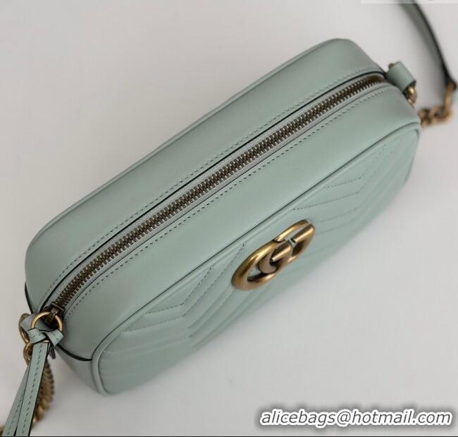 Inexpensive Gucci GG Marmont Leather Small Shoulder Bag 447632 Pale Green 2024