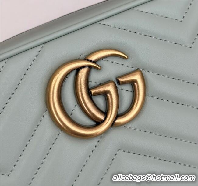 Inexpensive Gucci GG Marmont Leather Small Shoulder Bag 447632 Pale Green 2024
