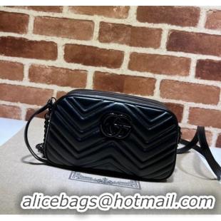 Promotional Gucci GG Marmont Leather Small Shoulder Bag 447632 All Black 2024
