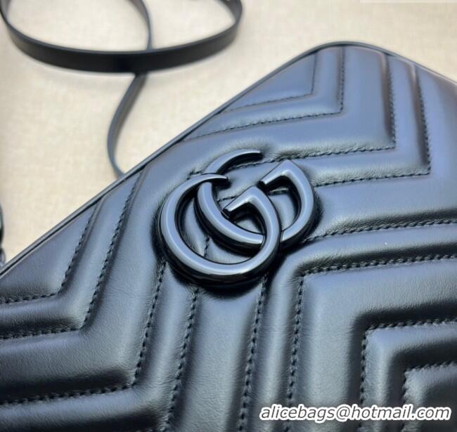 Promotional Gucci GG Marmont Leather Small Shoulder Bag 447632 All Black 2024